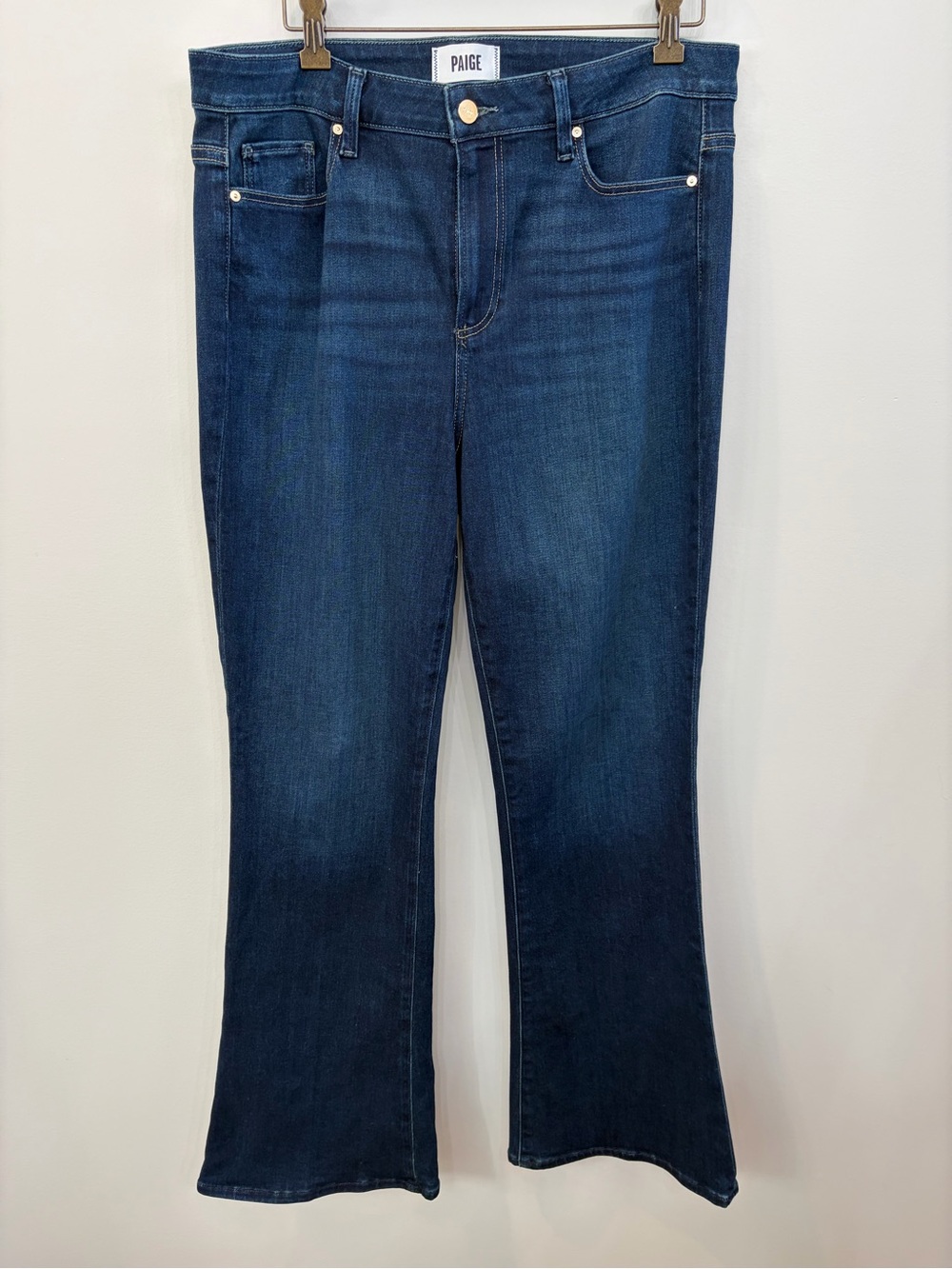 Paige Women's Laurel Canyon High Rise Dark Wash Bootcut Jeans Blue Size 32